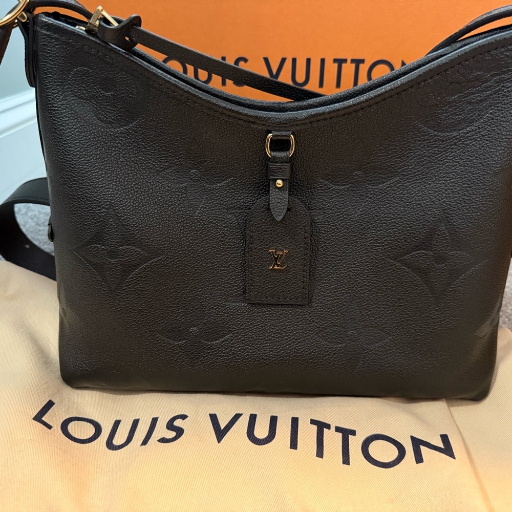 Louis Vuitton Black Embossed Shoulder Bag carry all PM
